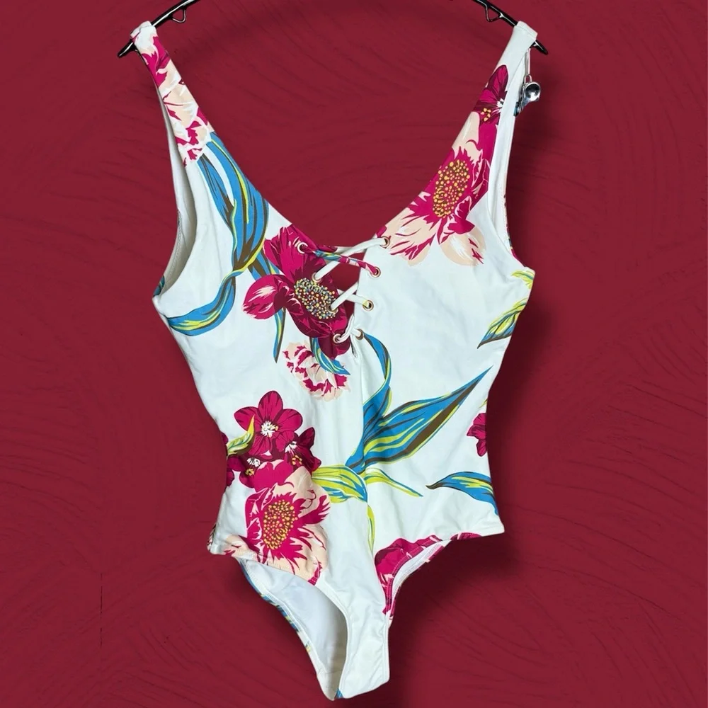 6 Shore Road Floral Lace-Up Swimsuit - Picture 3 of 9